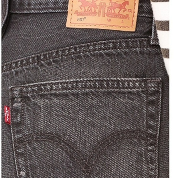 Levi's 501 Denim Jean Shorts Shredded Onyx Black - Picture 4 of 5